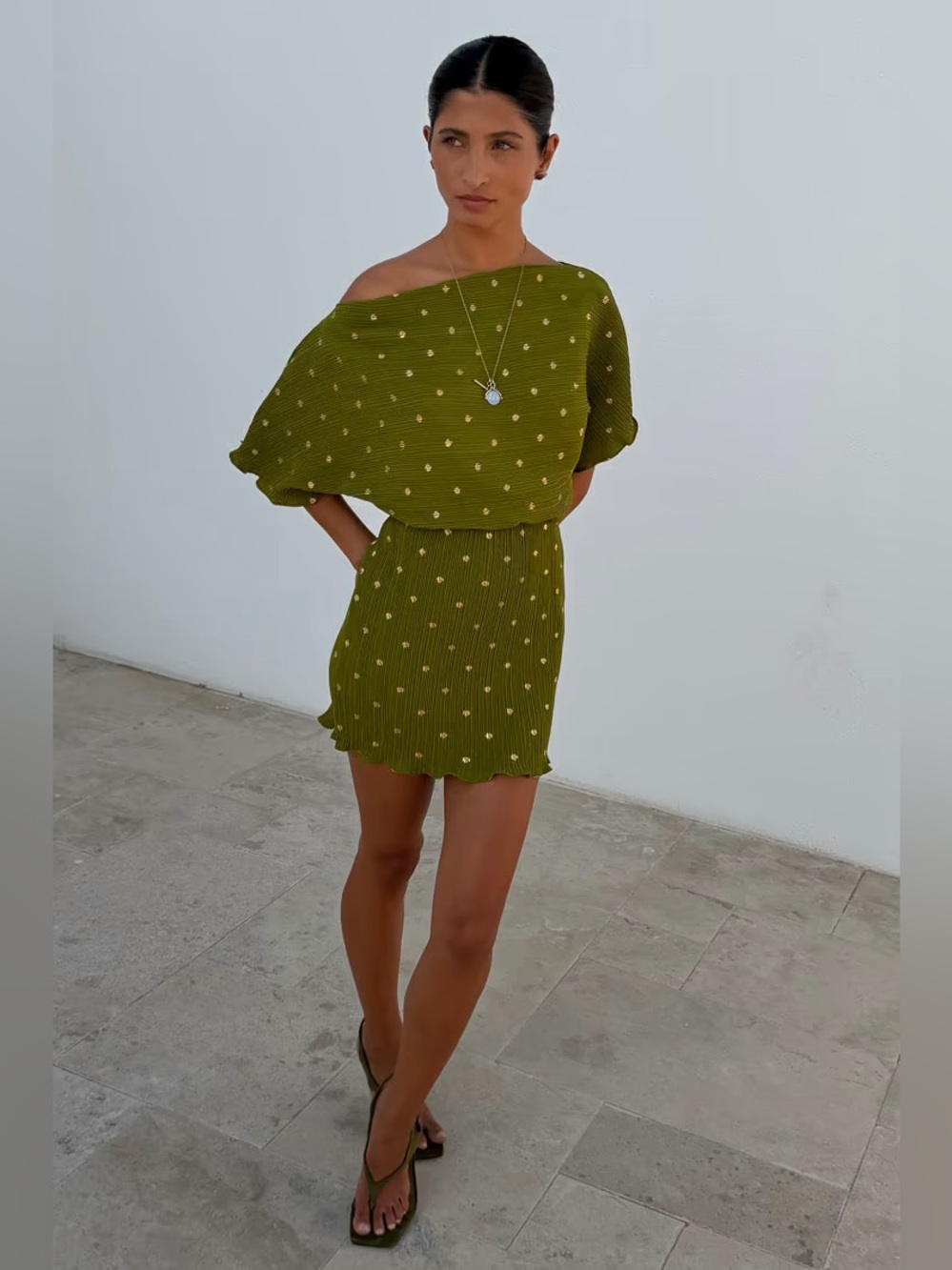 Never Fully Dressed Khaki Mini Plisse Tilly Suze XL